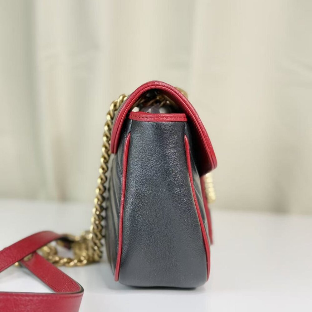 Gucci Black Leather Medium Marmont Flap Shoulder Bag - Picture 4 of 8